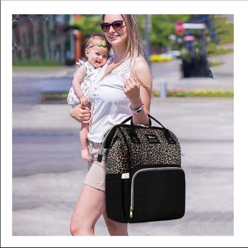 🎀Baby Diaper backpack Leopard Black New 🎀 - Picture 2 of 7